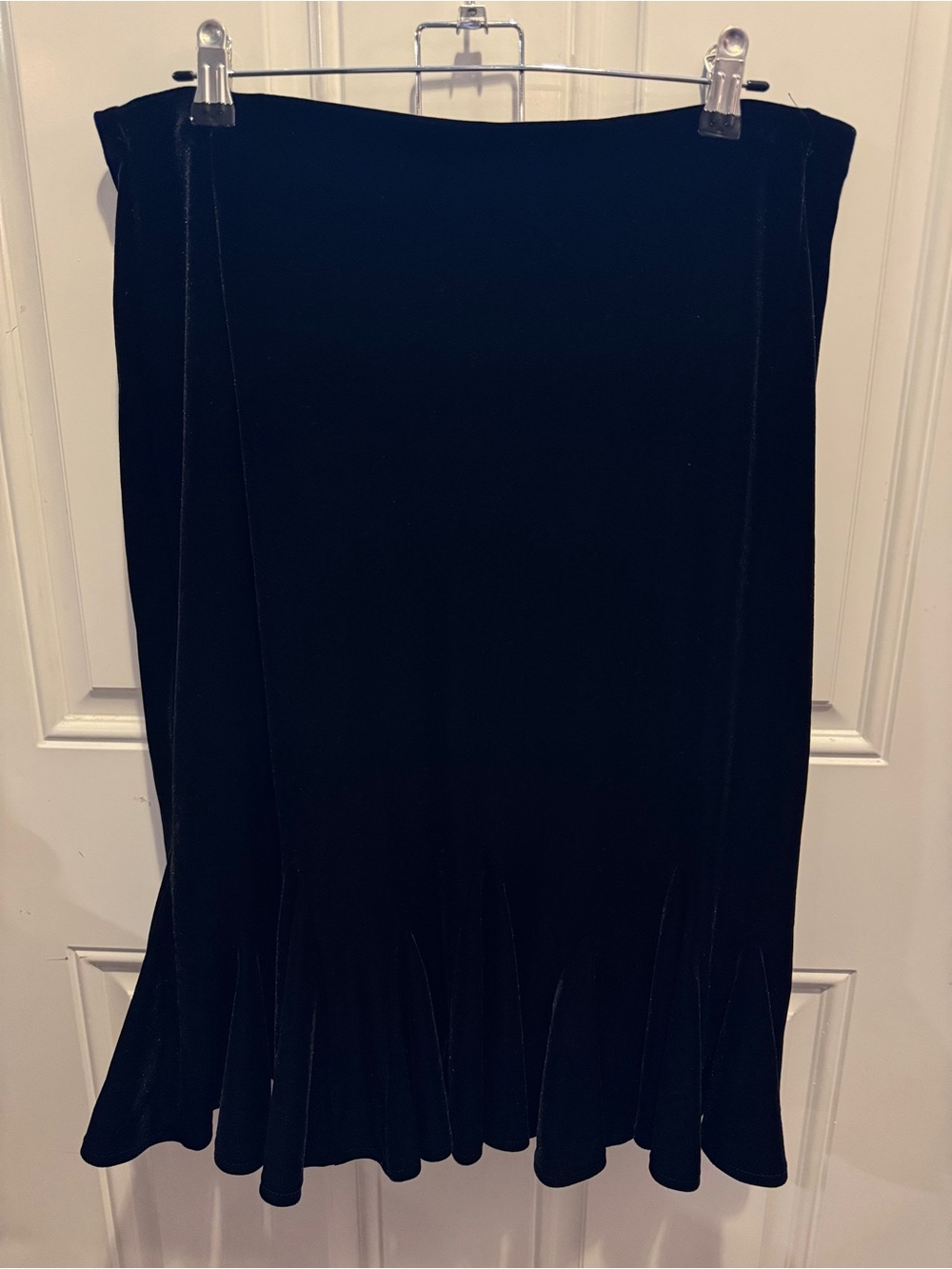 JS Collection Black Velvet Tulip Midi Skirt Size 12